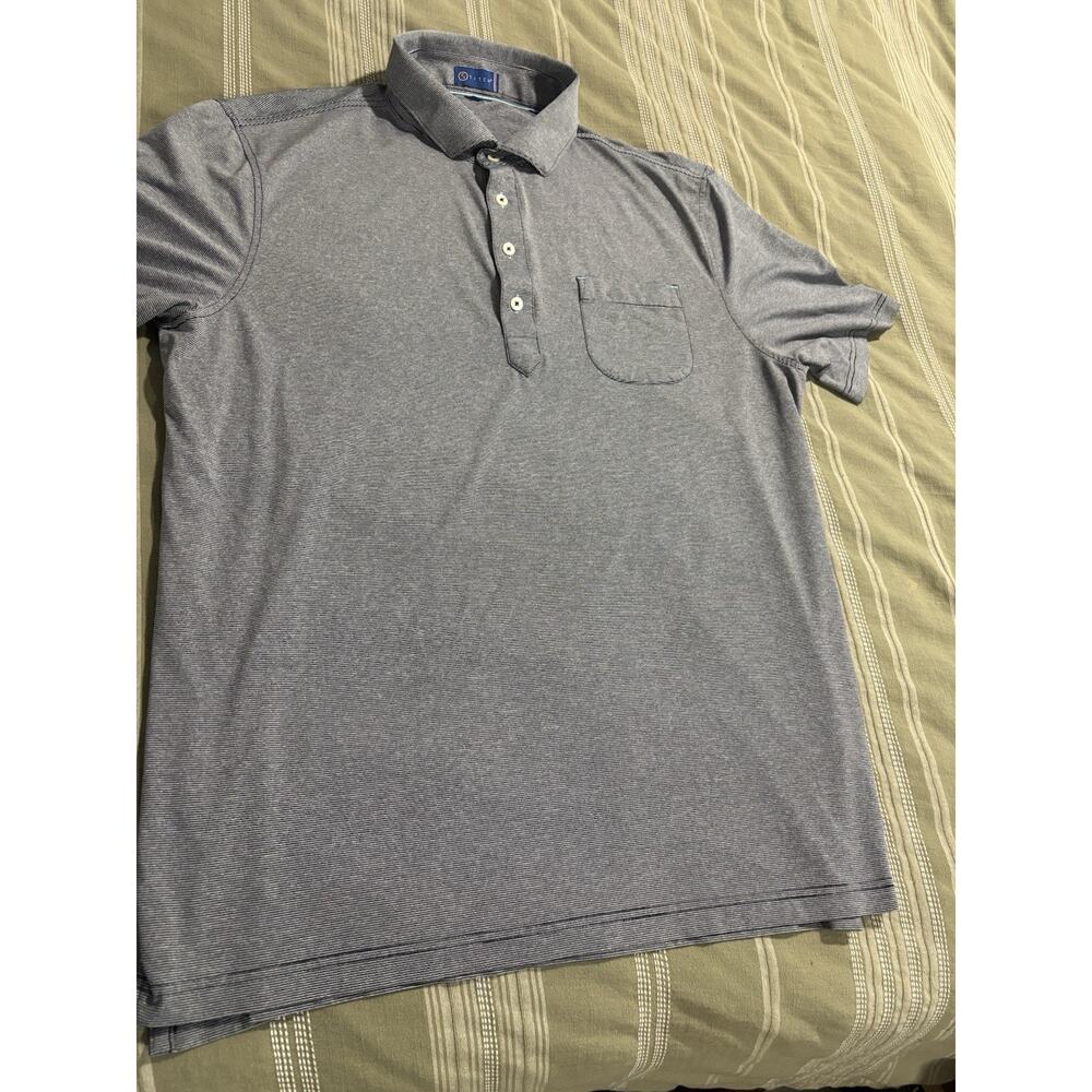Stitch Golf Polo Shirt Men’s Large Navy Striped Shirt Read Info